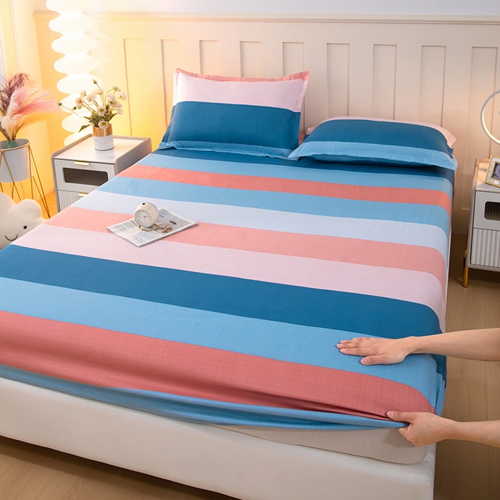 91家纺网 家纺一手货源 找家纺 帛洵 2025新款舒适亲肤加厚130克植物羊绒印花床笠 彩色格调