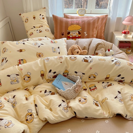 91家纺网 家纺一手货源 找家纺 （总）桃喜 2025春夏新款全棉13372大版枕套混搭系列四件套（会员-5）