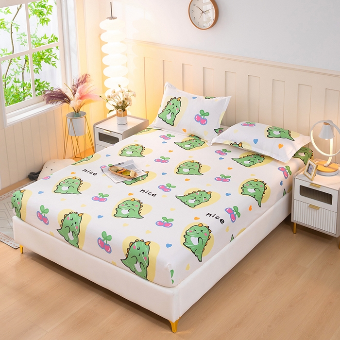 91家纺网 家纺一手货源 找家纺 帛洵 2025新款舒适亲肤加厚130克植物羊绒印花床笠 暖萌龙宝