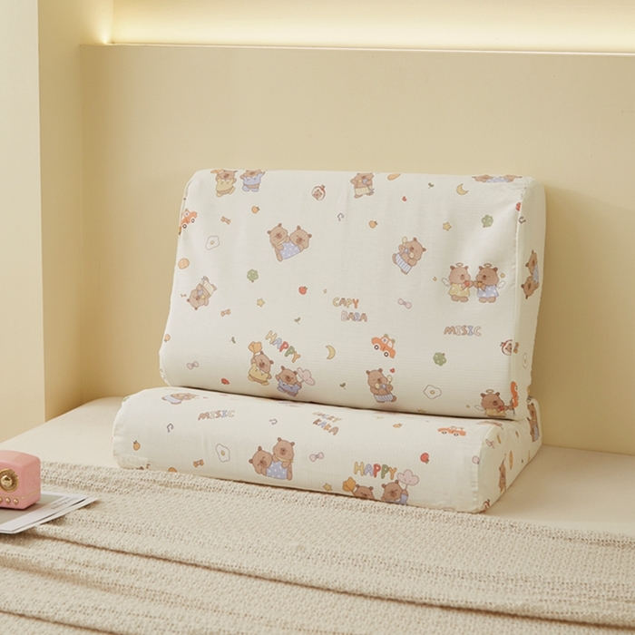 91家纺网 家纺一手货源 找家纺 翎盈家纺 2025新款纯棉小清新乳胶枕专用枕套 音乐卡皮