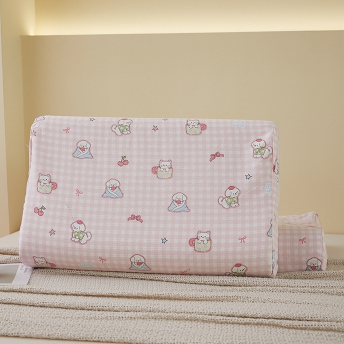 91家纺网 家纺一手货源 找家纺 翎盈家纺 2025新款纯棉小清新乳胶枕专用枕套 可爱家族