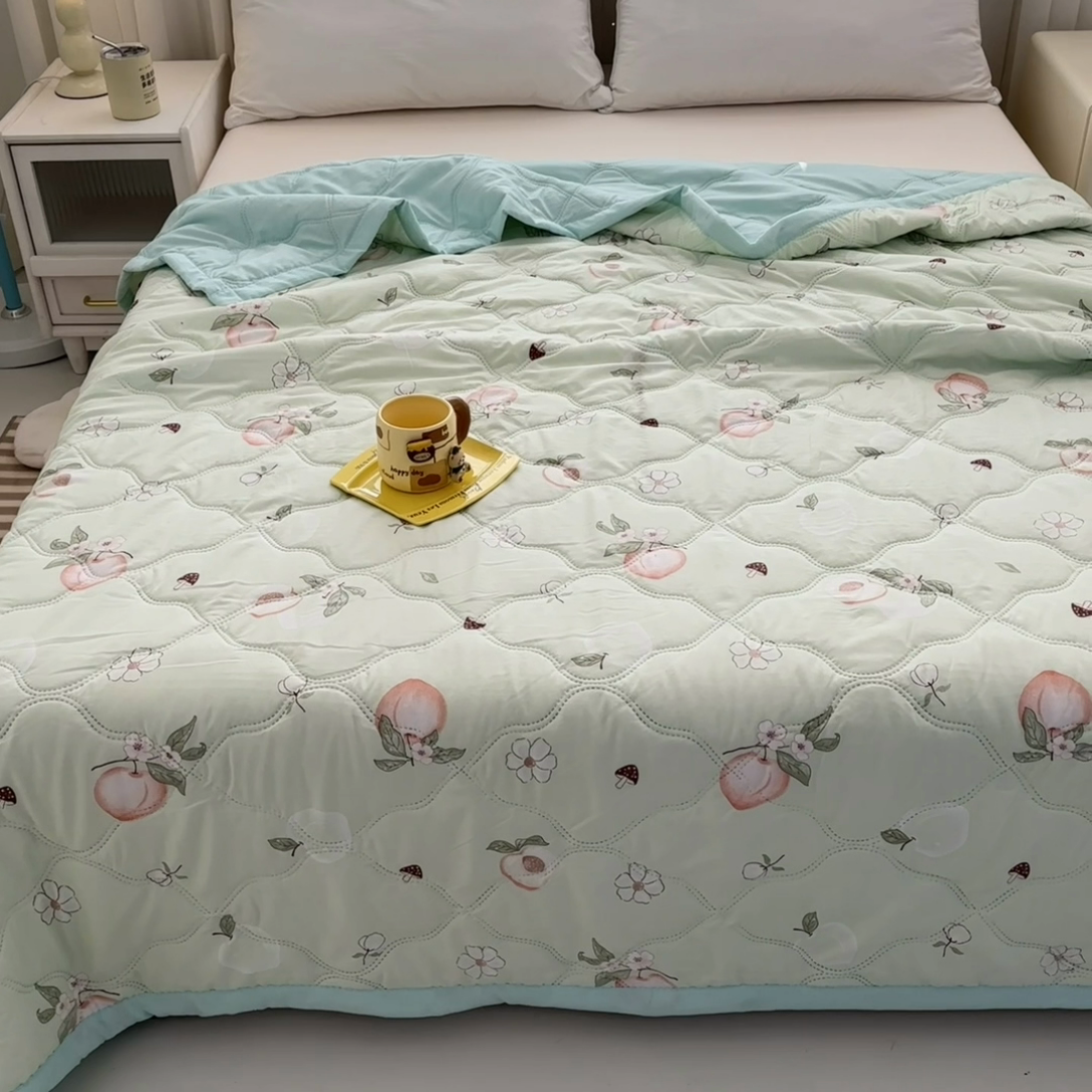 91家纺网 家纺一手货源 找家纺 （总）悦织湾2025新款亲肤水洗棉夏被印花纯色升级版芦荟棉夏凉被空调被跑量款