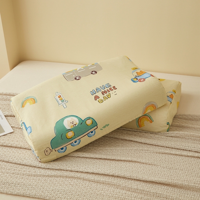 91家纺网 家纺一手货源 找家纺 翎盈家纺 2025新款纯棉小清新乳胶枕专用枕套 汽车乐园