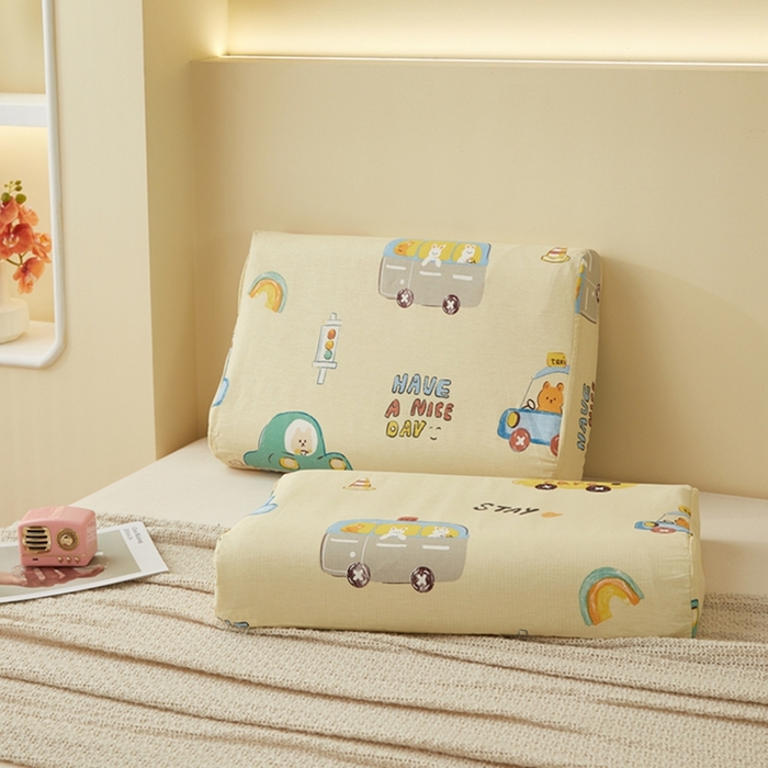 91家纺网 家纺一手货源 找家纺 翎盈家纺 2025新款纯棉小清新乳胶枕专用枕套 汽车乐园