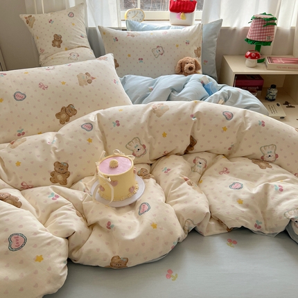 91家纺网 家纺一手货源 找家纺 （总）桃喜 2025新款春夏全棉卡通13070小清新四件套（会员价-2）