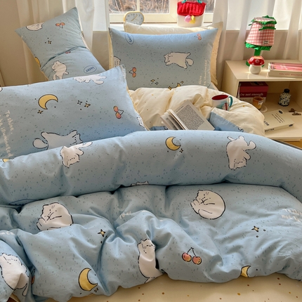 91家纺网 家纺一手货源 找家纺 （总）桃喜 2025新款春夏全棉卡通13070小清新四件套（会员价-2）