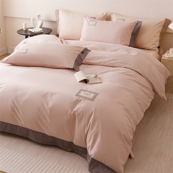 91家纺网 家纺一手货源 找家纺 艾莱家纺 2025新款A类精梳贴布纯棉刺绣花四件套-星澜 星澜-蜜糖粉