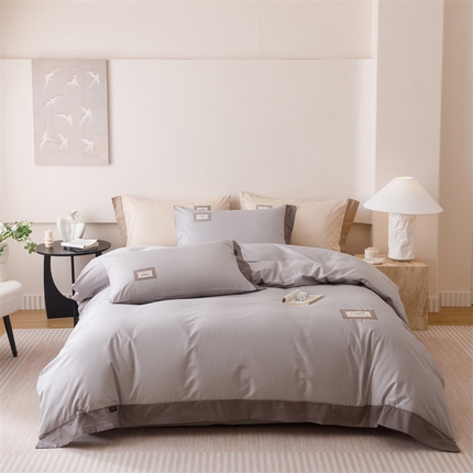 91家纺网 家纺一手货源 找家纺 （总）艾莱家纺 2025新款A类精梳贴布纯棉刺绣花四件套-星澜