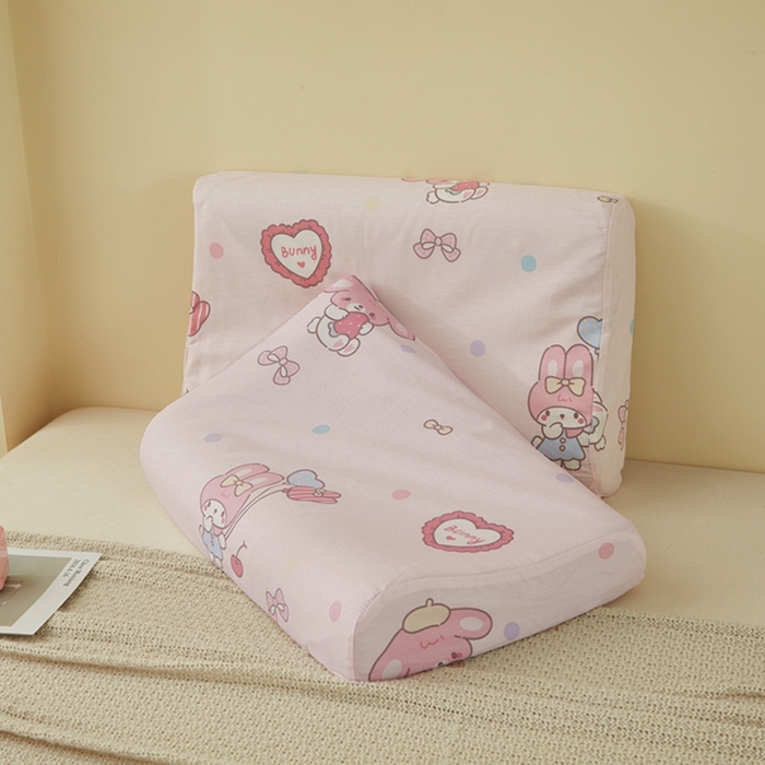 91家纺网 家纺一手货源 找家纺 翎盈家纺 2025新款纯棉小清新乳胶枕专用枕套 可乐贝儿