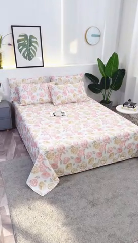 91家纺网 家纺一手货源 找家纺 伊而梦蚊帐 2025新款原棉老粗布床单 画屏春