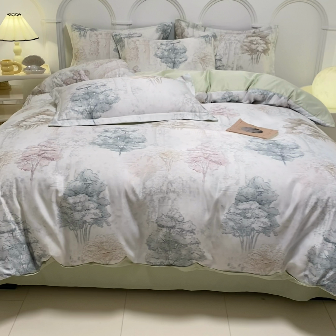 91家纺网 家纺一手货源 找家纺 （总）悦织湾2025新款冰丝印花四件套美式数码轻奢时尚学生三件套宿舍单双人床上用品4件套