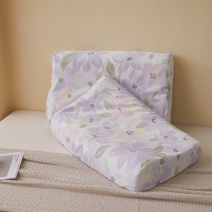 91家纺网 家纺一手货源 找家纺 翎盈家纺 2025新款纯棉小清新乳胶枕专用枕套 微雨山茶