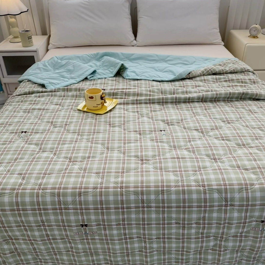91家纺网 家纺一手货源 找家纺 （总）悦织湾2025新款亲肤水洗棉夏被印花纯色升级版芦荟棉夏凉被空调被跑量款
