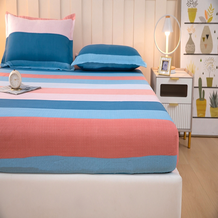 91家纺网 家纺一手货源 找家纺 帛洵 2025新款舒适亲肤加厚130克植物羊绒印花床笠 彩色格调