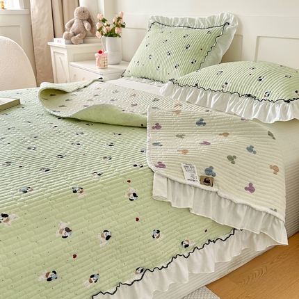 91家纺网 家纺一手货源 找家纺 （总）岚吉家纺 2025新款有氧双层纱花边床盖系列