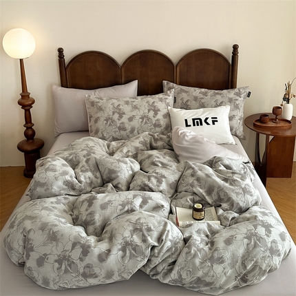 蓝米卡夫 2025新品-60S全棉色织大提花四件套（礼盒包装） 织梦-灰