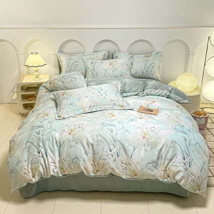 91家纺网 家纺一手货源 找家纺 （总）悦织湾2025新款冰丝印花四件套美式数码轻奢时尚学生三件套宿舍单双人床上用品4件套
