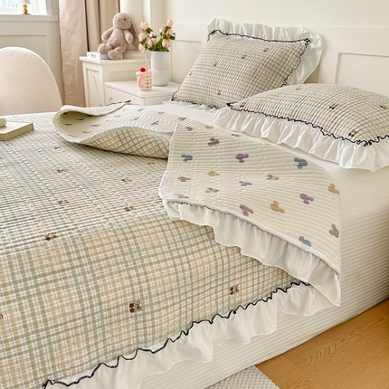 91家纺网 家纺一手货源 找家纺 （总）岚吉家纺 2025新款有氧双层纱花边床盖系列