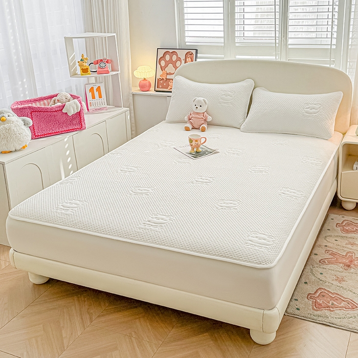 91家纺网 家纺一手货源 找家纺 喜居 2025新款幸运多-夹棉床笠系列 幸运多-米白