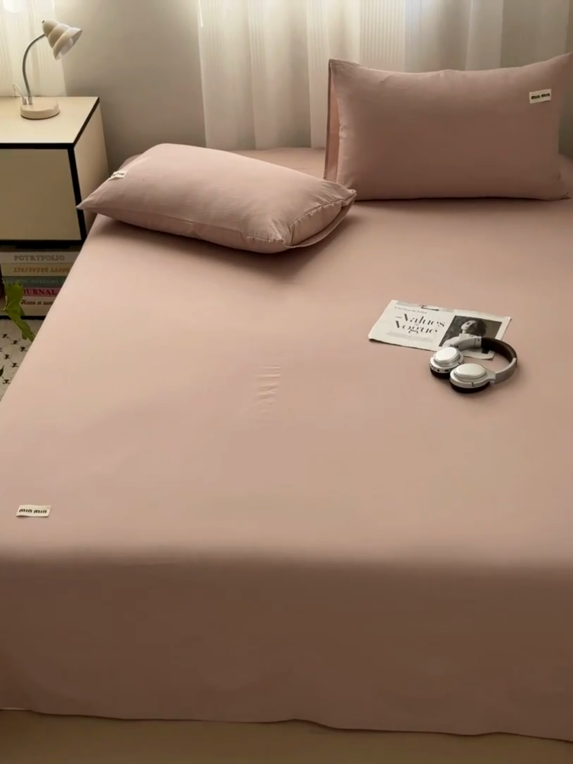 91家纺网 家纺一手货源 找家纺 罗亿家纺 2025新款云感提花双层纱单床单 浅豆沙床单