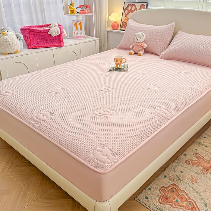 91家纺网 家纺一手货源 找家纺 喜居 2025新款幸运多-夹棉床笠系列 幸运多-樱粉