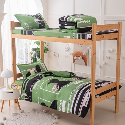 91家纺网 家纺一手货源 找家纺 乐居坊  2025新款柔软亲肤印花四件套宿舍床 禁止蕉绿