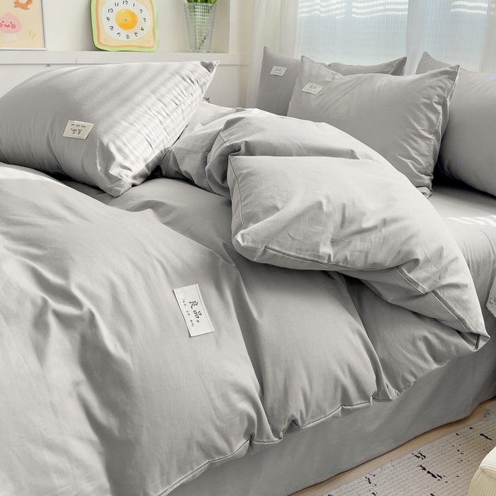 91家纺网 家纺一手货源 找家纺 眠博士 2025新款全棉40支纯色系列单被套 全棉拼色-银灰色