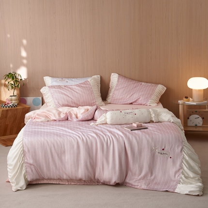 91家纺网 家纺一手货源 找家纺 简纯主义 2025新款糖果派对天丝四件套 糖果派对-粉