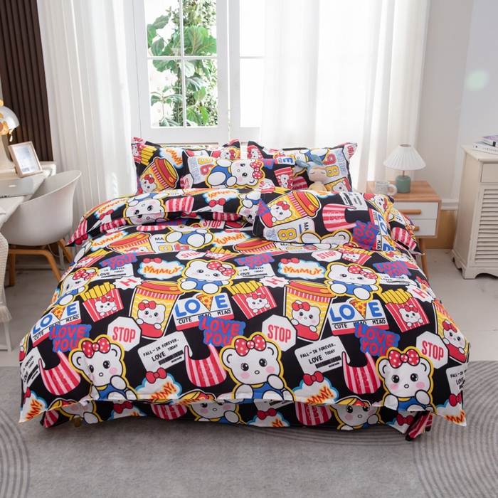 91家纺网 家纺一手货源 找家纺 乐居坊  2025新款柔软亲肤印花四件套大床图 潮流凯蒂