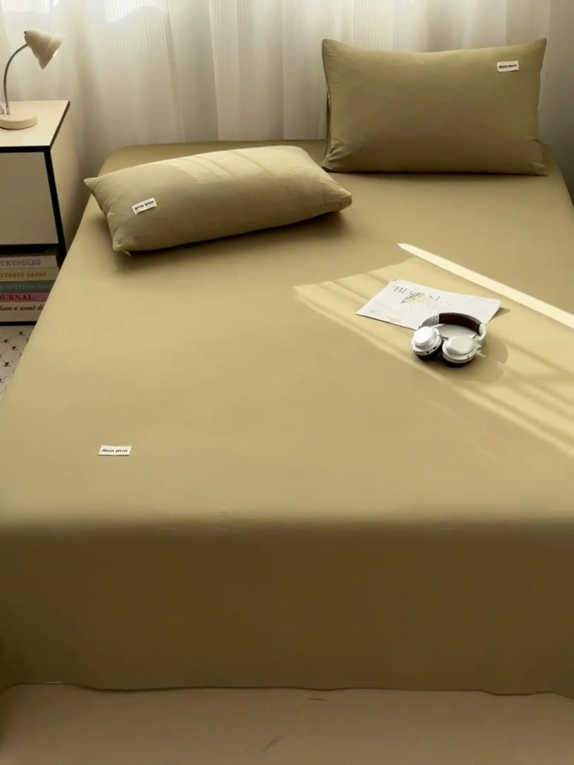 91家纺网 家纺一手货源 找家纺 罗亿家纺 2025新款云感提花双层纱单床单 茶绿床单