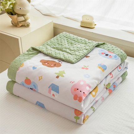 91家纺网 家纺一手货源 找家纺 （总）兄弟坊 2025新款水洗棉双层纱豆豆印花夏被夏凉被