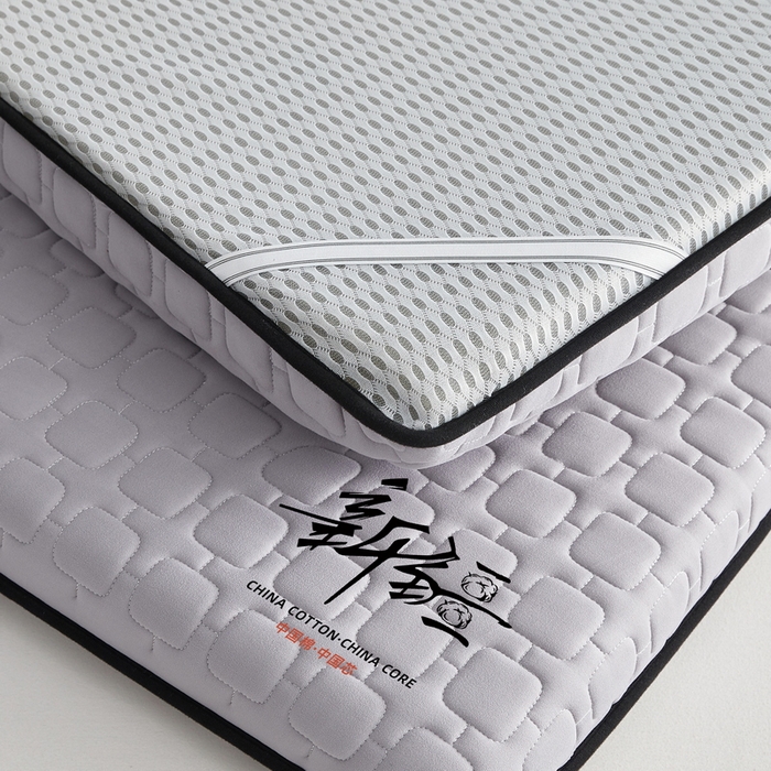 91家纺网 家纺一手货源 找家纺 祁恋婷家居 2025新款A类牛奶丝棉花抗压床垫【床垫遮盖物】 新疆棉花-四菱格灰