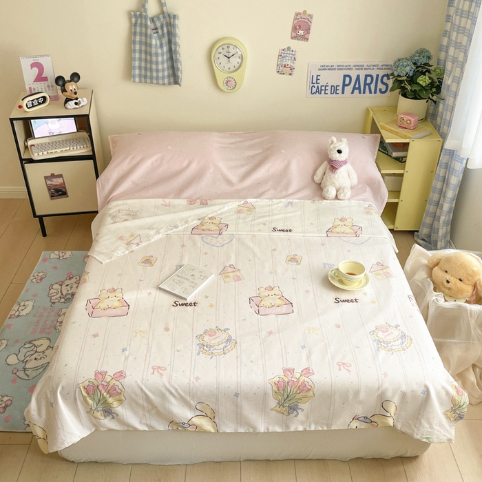 91家纺网 家纺一手货源 找家纺 Sweet dreams甜梦 2025新款全棉小清新卡通一体式旅行酒店睡袋 花花小象