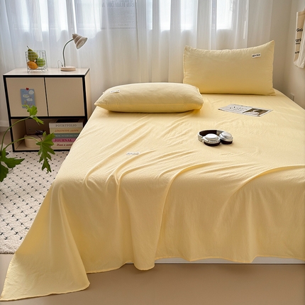 罗亿家纺 2025新款云感提花双层纱单床单 奶黄床单