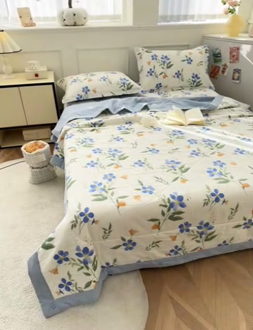 91家纺网 家纺一手货源 找家纺 棉造家居 2025新款春夏全棉纯棉印花夏被夏凉被空调被 清风