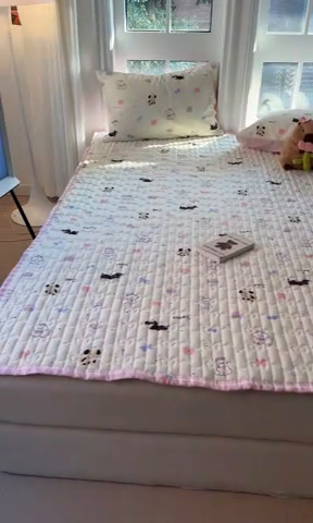 91家纺网 家纺一手货源 找家纺 Sweet dreams甜梦 2025新款全棉卡通小清新棉垫子床垫旅行垫 蝴蝶结狗狗