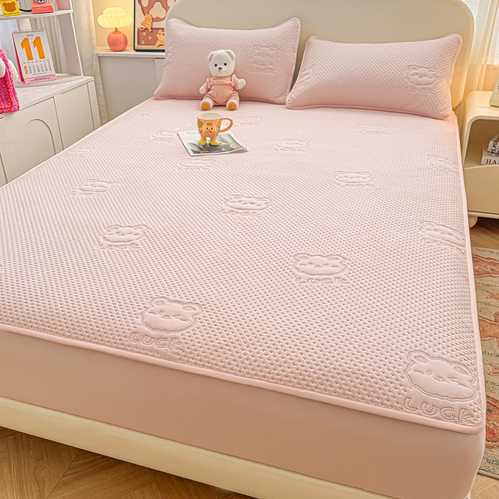 91家纺网 家纺一手货源 找家纺 喜居 2025新款幸运多-夹棉床笠系列 幸运多-樱粉