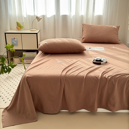 罗亿家纺 2025新款云感提花双层纱单床单 深咖床单