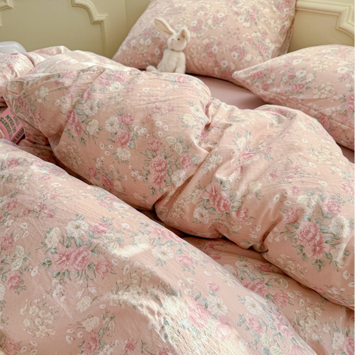 91家纺网 家纺一手货源 找家纺 罗亿家纺 2025新款云感提花双层纱裸睡四件套 爱如星辰