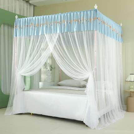 海虹蚊帐 2025新款2505款一体防尘顶落地宫廷蚊帐 蓝边