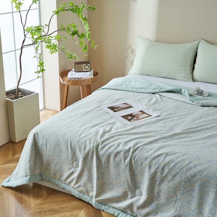 91家纺网 家纺一手货源 找家纺 森林人 2025新款A类针织棉大豆夏凉被 绿野