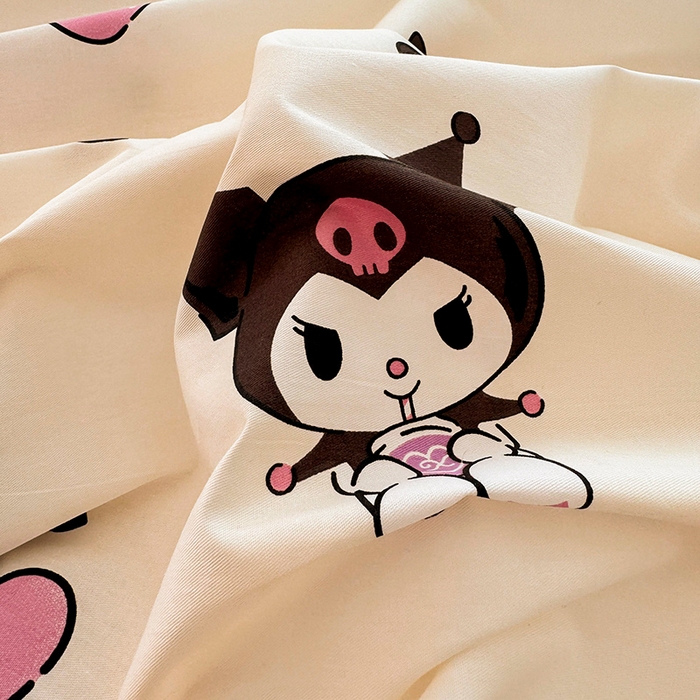 91家纺网 家纺一手货源 找家纺 木堇家居 2025新款全棉三丽鸥床单枕套单品系列（含防伪码） 全棉床单--樱桃库洛米