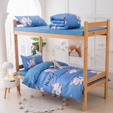 91家纺网 家纺一手货源 找家纺 乐居坊  2025新款柔软亲肤印花四件套宿舍床 快乐兔