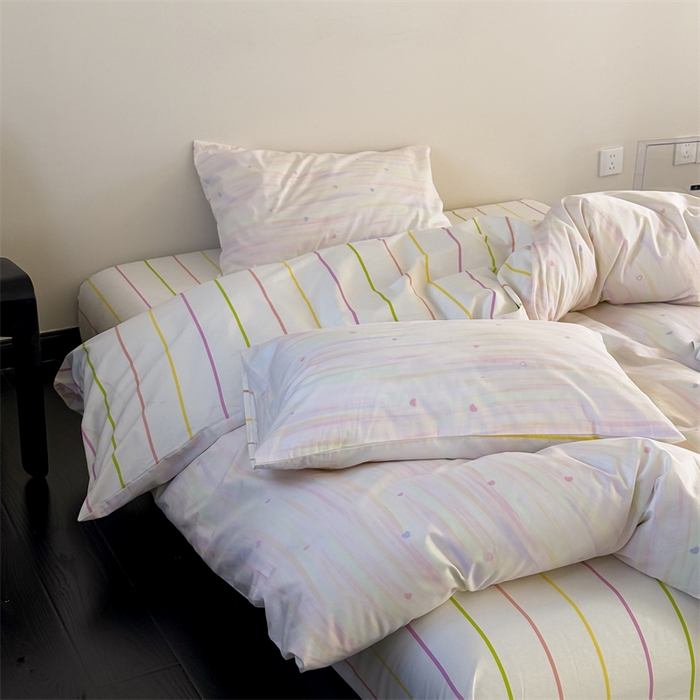 91家纺网 家纺一手货源 找家纺 窝米 2025新款全棉新品13370四件套 简约休闲风系列（悦溪、几何乐园） 流砂