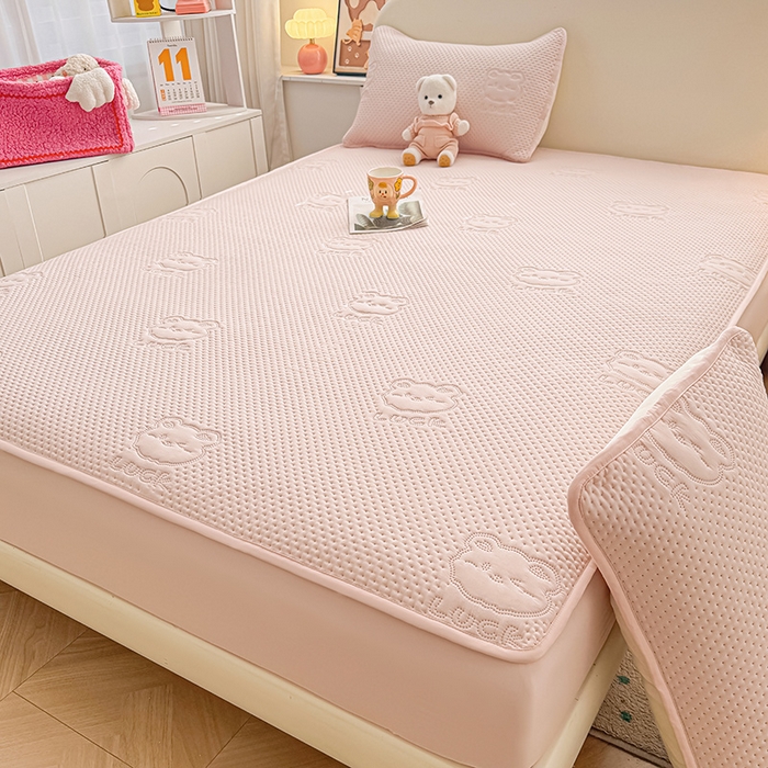 91家纺网 家纺一手货源 找家纺 喜居 2025新款幸运多-夹棉床笠系列 幸运多-樱粉