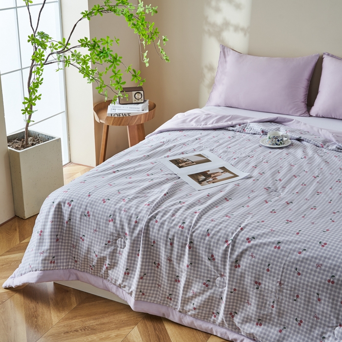 91家纺网 家纺一手货源 找家纺 森林人 2025新款A类针织棉大豆夏凉被 樱桃