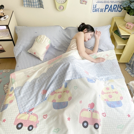 Sweet dreams甜梦 2025新款全棉小清新卡通一体式旅行酒店睡袋 蛋糕猫猫
