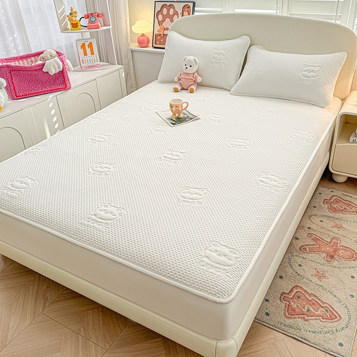 91家纺网 家纺一手货源 找家纺 喜居 2025新款幸运多-夹棉床笠系列 幸运多-米白