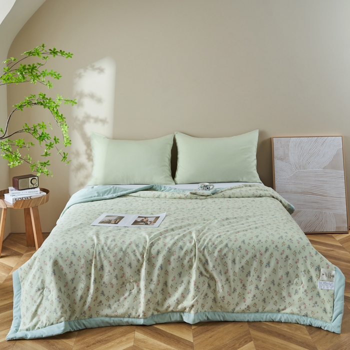 91家纺网 家纺一手货源 找家纺 森林人 2025新款A类针织棉大豆夏凉被 花簇