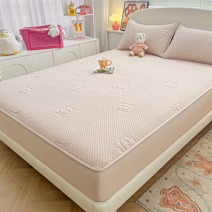 91家纺网 家纺一手货源 找家纺 喜居 2025新款幸运多-夹棉床笠系列 幸运多-奶咖